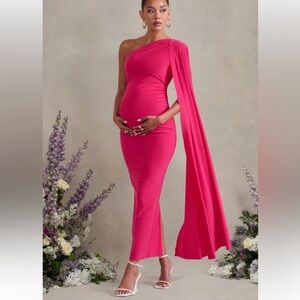 Club London Hot Pink Maternity Dress with Cape Sleeve US size 8